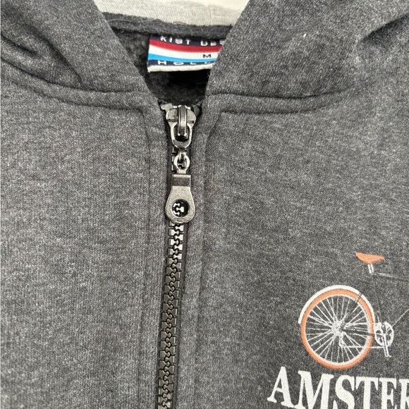 Amsterdam Y2K Bicycle Cycling grey long sleeve sweatshirt hoodie zip up medium - Picture 8 of 9